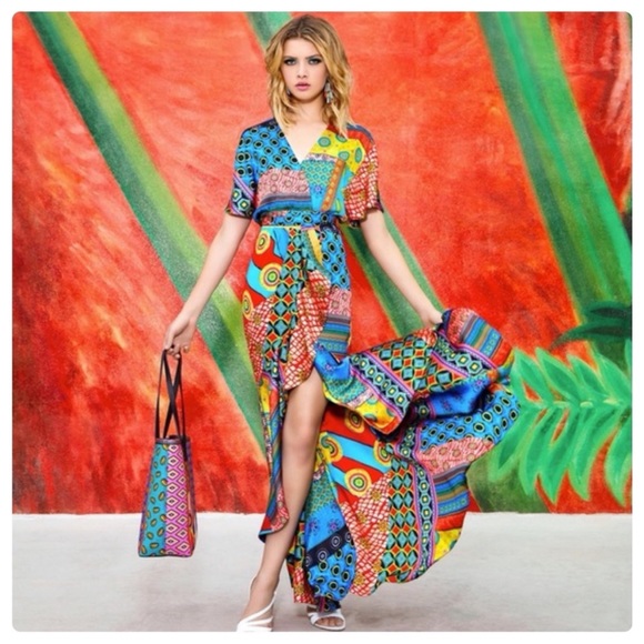 Alice + Olivia Dani Ruffle Kimono Wrap Dress New 2